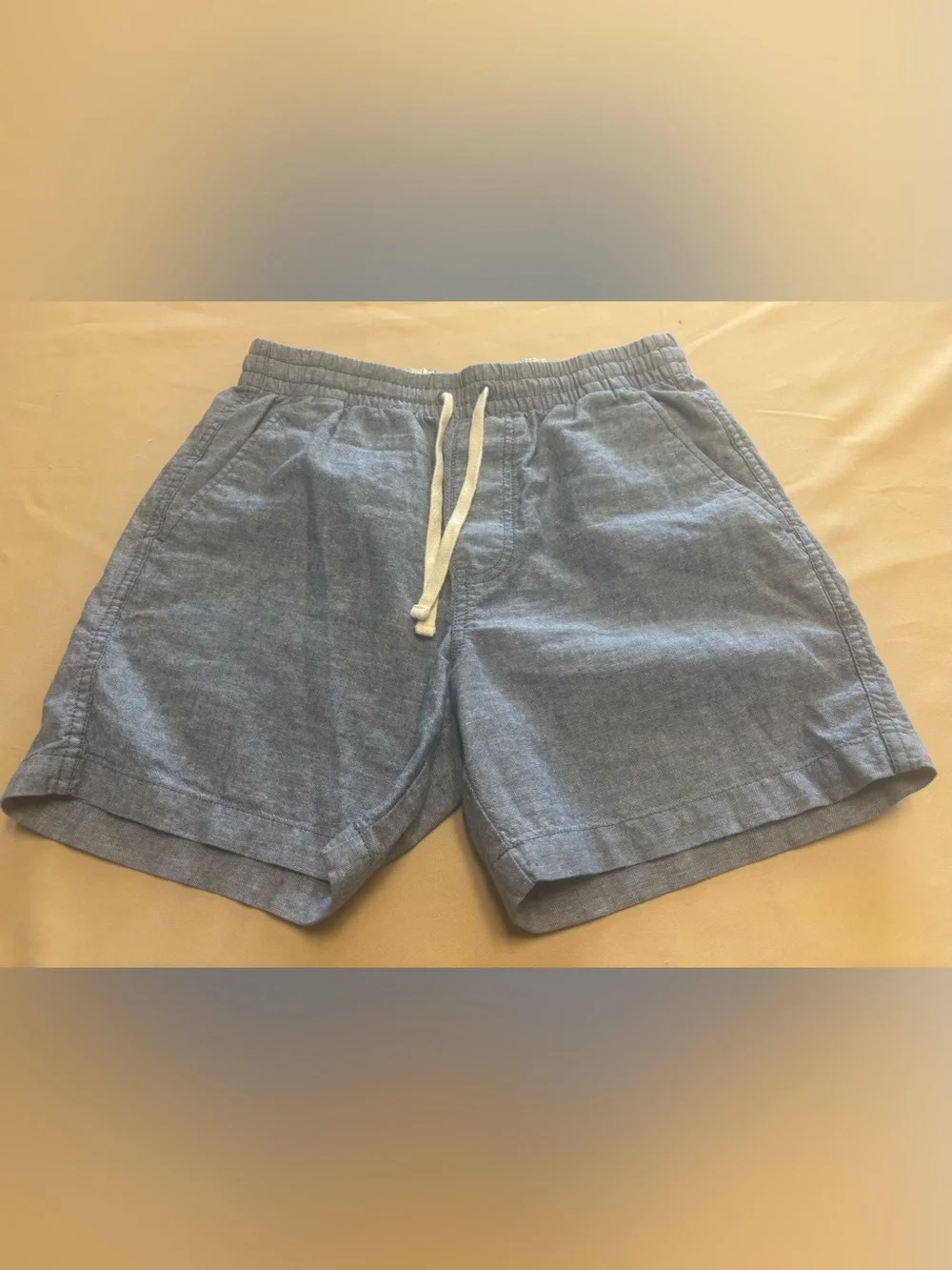 J.Crew Shorts Mens Sz S Linen Cotton Elastic Waist Drawstring Chino Pockets Blue